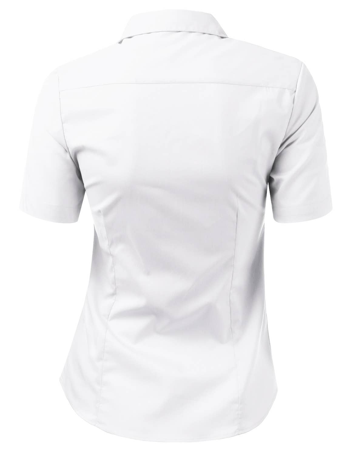 CWTSTS122_Short Sleeve Button Down Collar Shirt Blouse