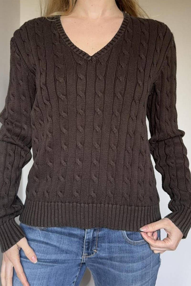 CWOSWL07534_CASUAL LONG-SLEEVED SOLID COLOR KNITTED TOP