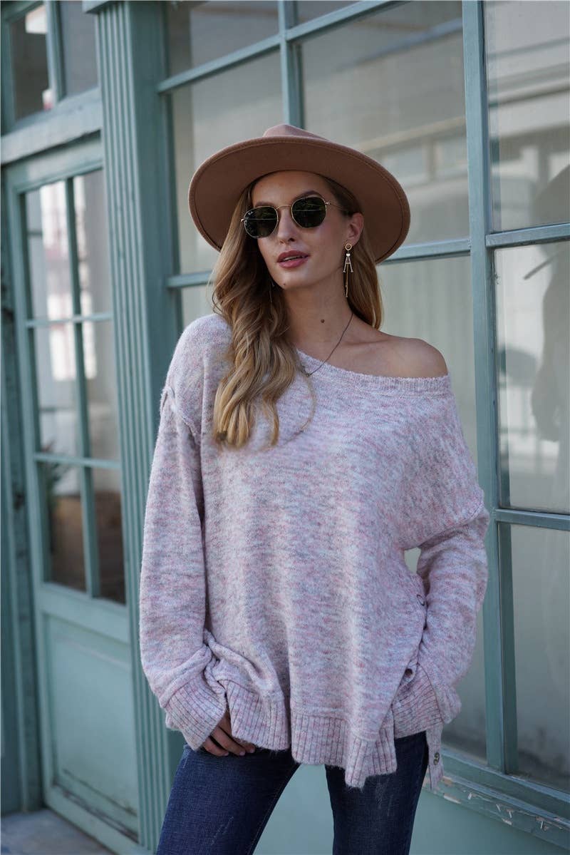 CWOSWL1424_Crew Neck Pullover Casual Sweater