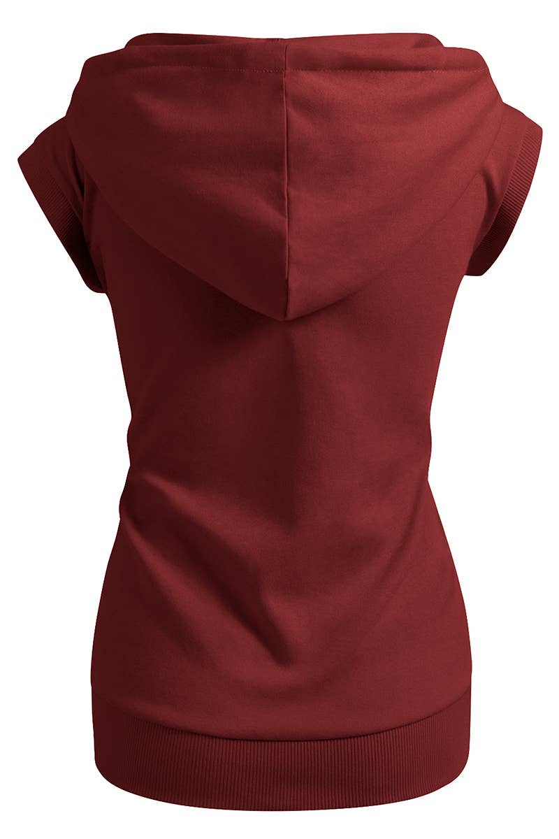 KWOHOSL003_Sleeveless Hoodies Basic Hoodie Zip Up