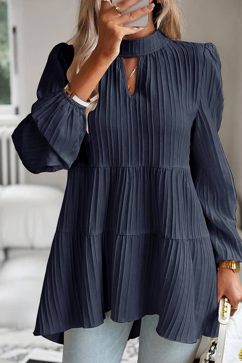 CWTBLL2768_HALF TURTLENECK WAVY LONG SLEEVE TOP