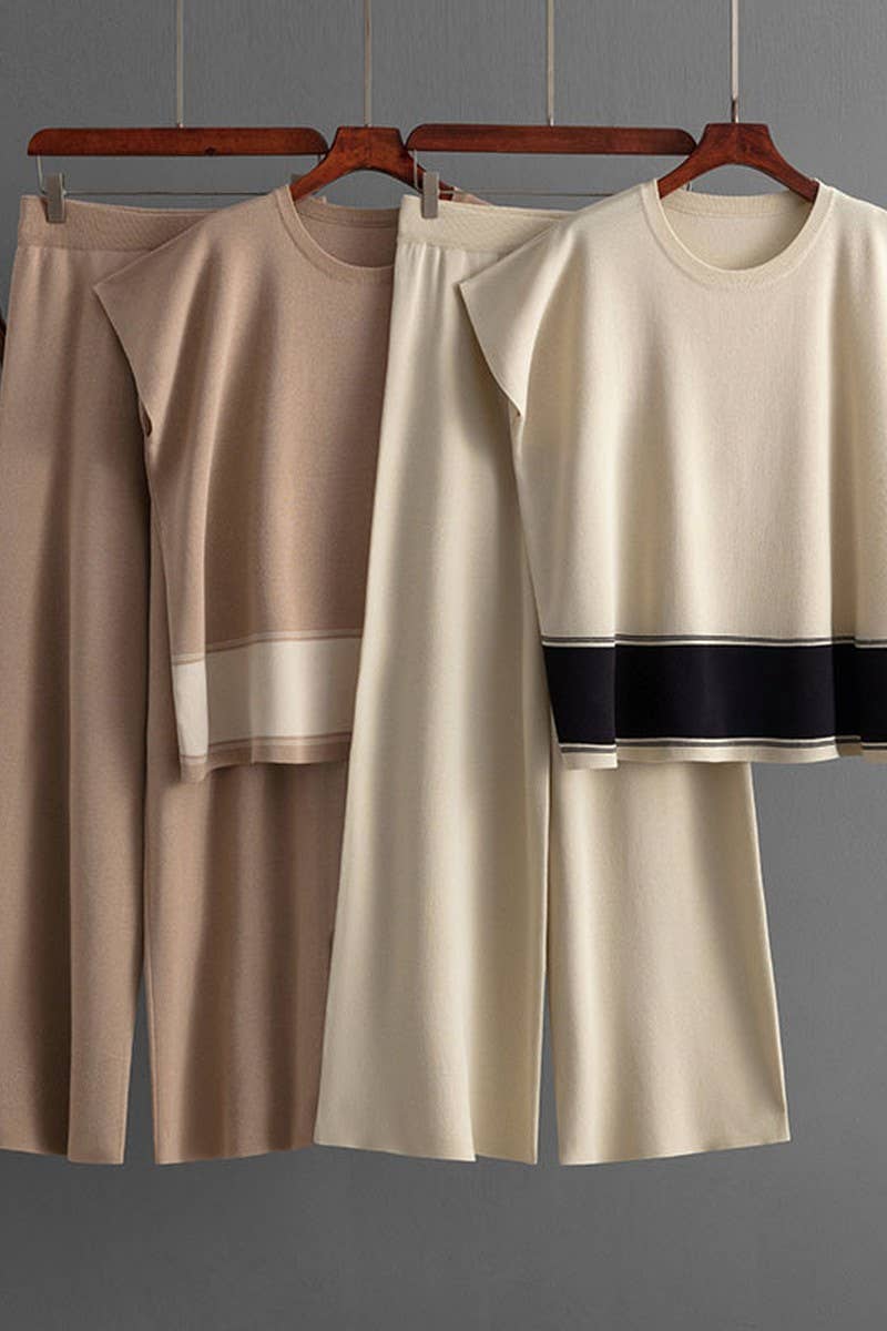 CWSTB00423_LOOSE HIGH WAIST WIDE LEG PANT TWO-PIECE SET