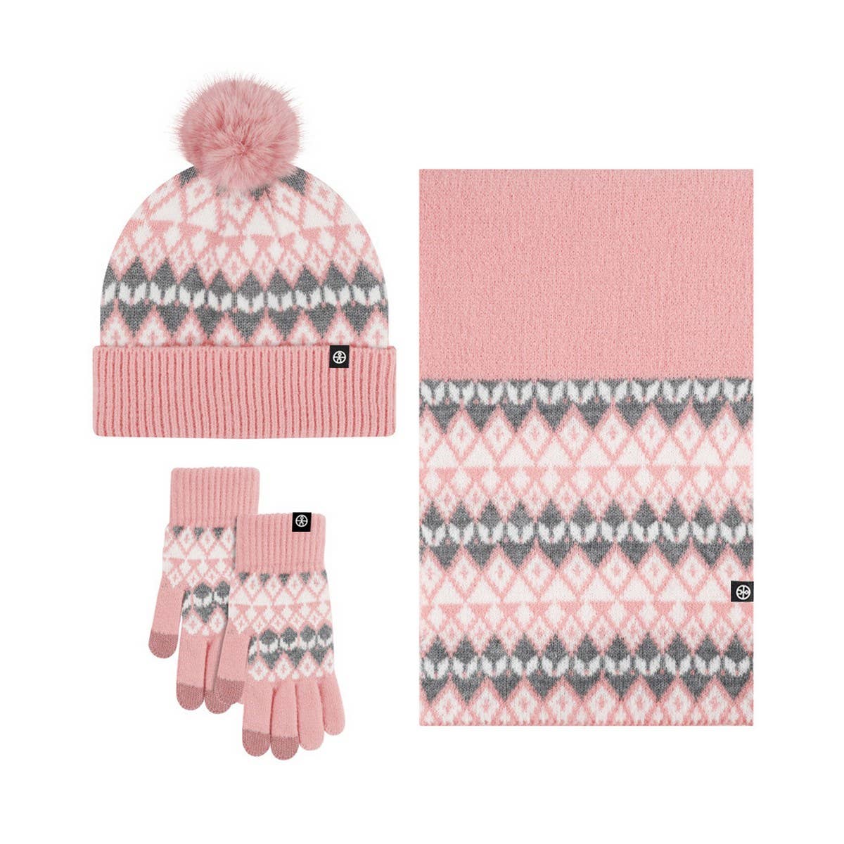 WINTER WARM JACQUARD KNITTED HAT 3-PIECE SET