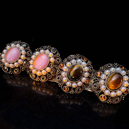 VINTAGE CAT'S EYE HOLLOW DISTRESSED EARRINGS