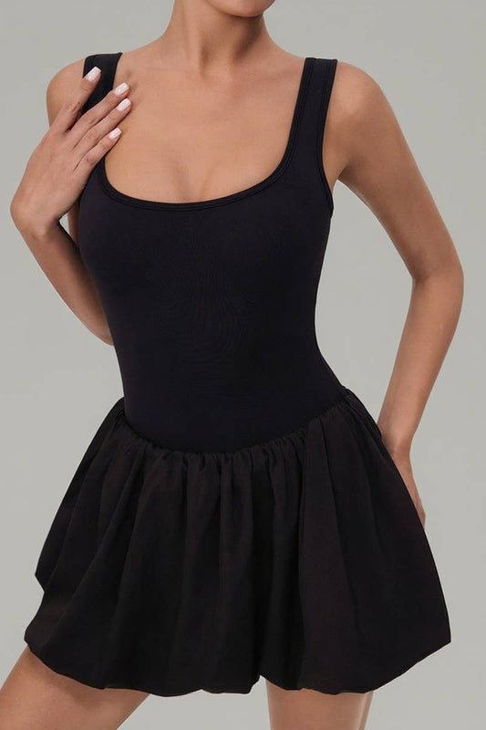 CWDSD8833_FITNESS YOGA PLEATED SKIRT FAKE TWO-PIECE DRESS