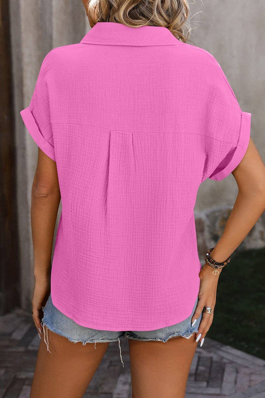 CWTSTS0324_Open Front Short Sleeved Shirt Top