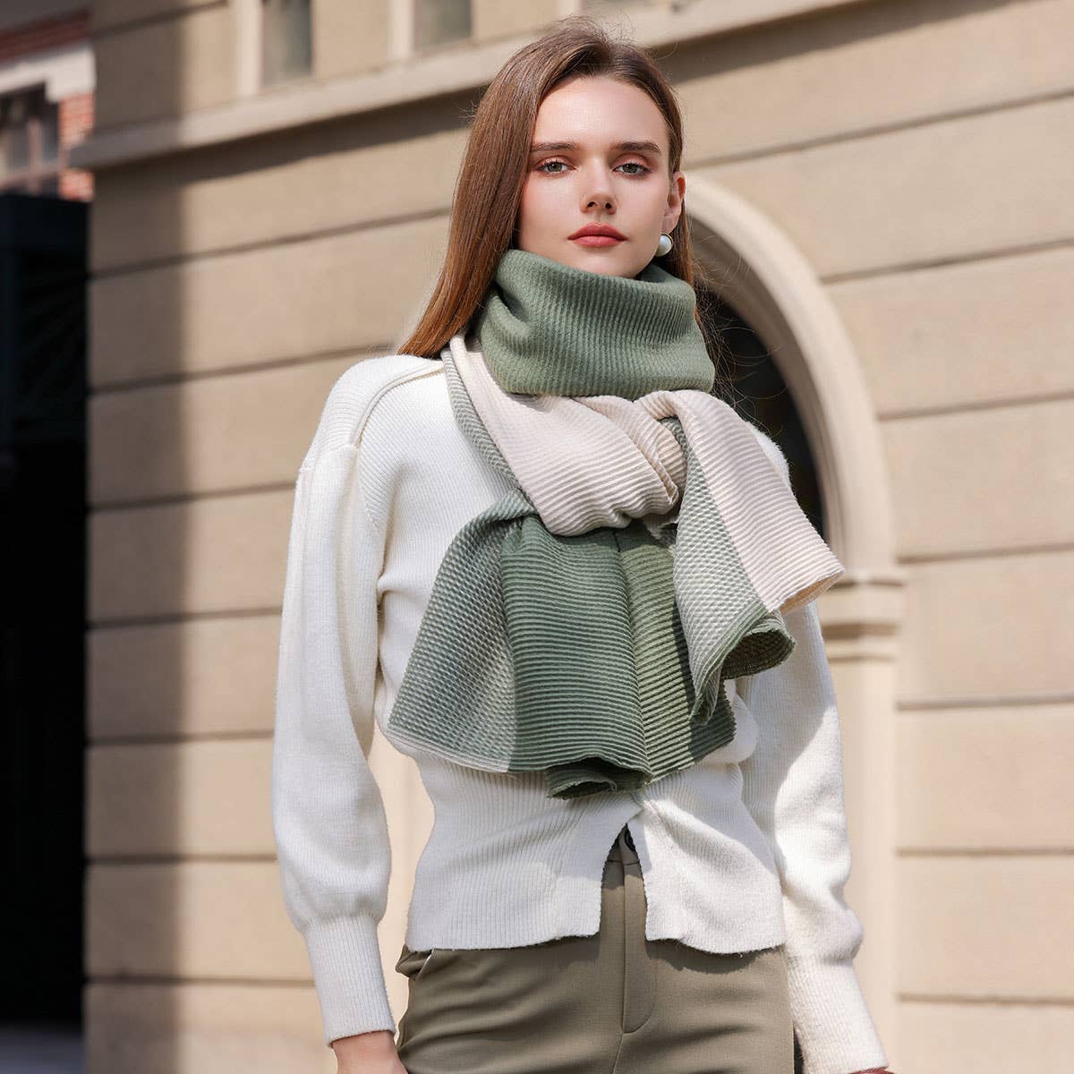 Double-Sided Crinkle Scarf - Elegant Winter Wrap