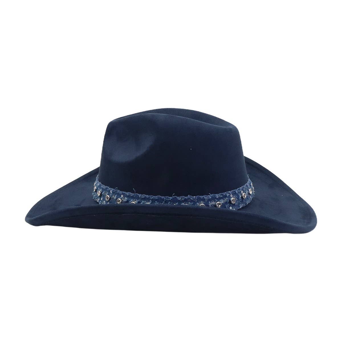 Unisex Suede Cowboy Hat with Leather Belt Detail_CWAH04494