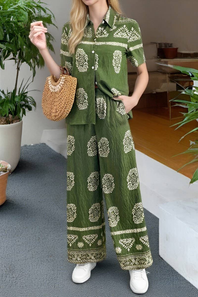 CWSTB2161_LIGHTWEIGHT PRINTED SHIRT & WIDE-LEG PANTS SET