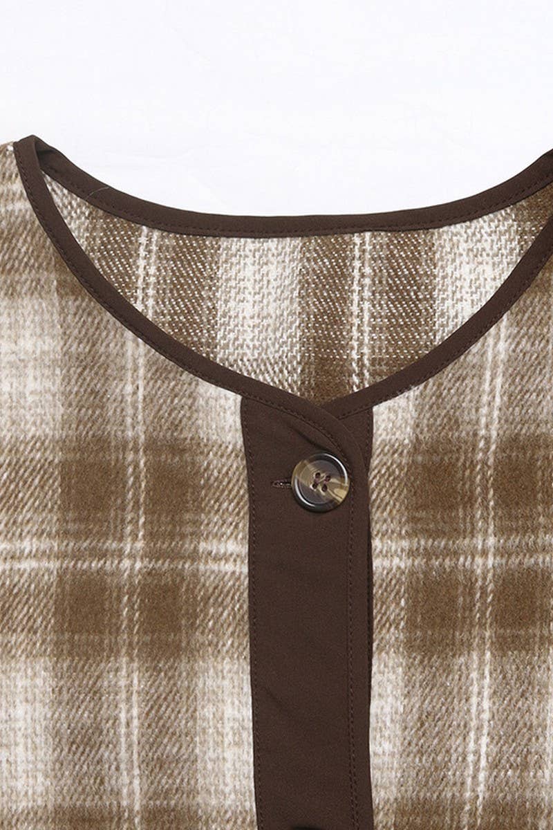 CWOCO00174_CASUAL LOOSE PLAID SHORT CARDIGAN JACKET