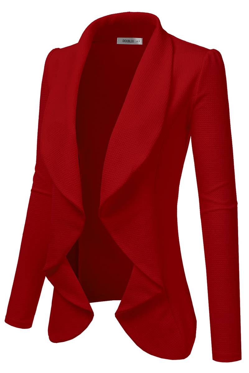 CWOBL090_Casual Work Long Sleeve Open Front Blazer