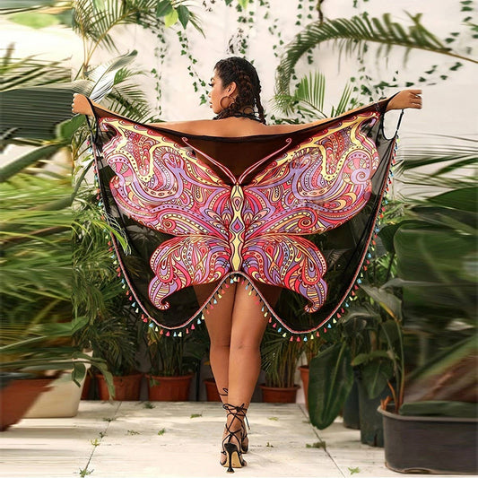 Fairy Mesh Butterfly Sling Beach Dress, Multi-Way_CWBLS0495