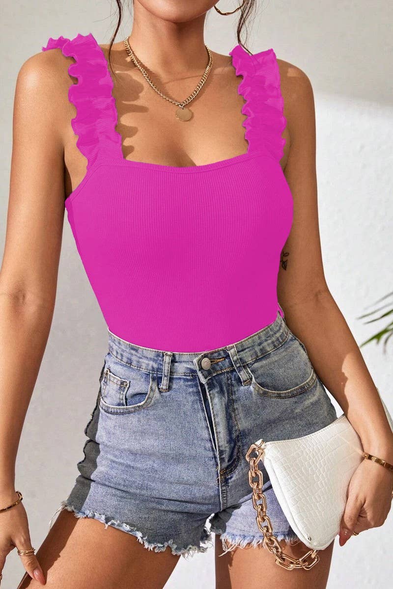 CWTHT0147_SOLID COLOR KNIT CAMISOLE SLEEVELESS BODYSUIT