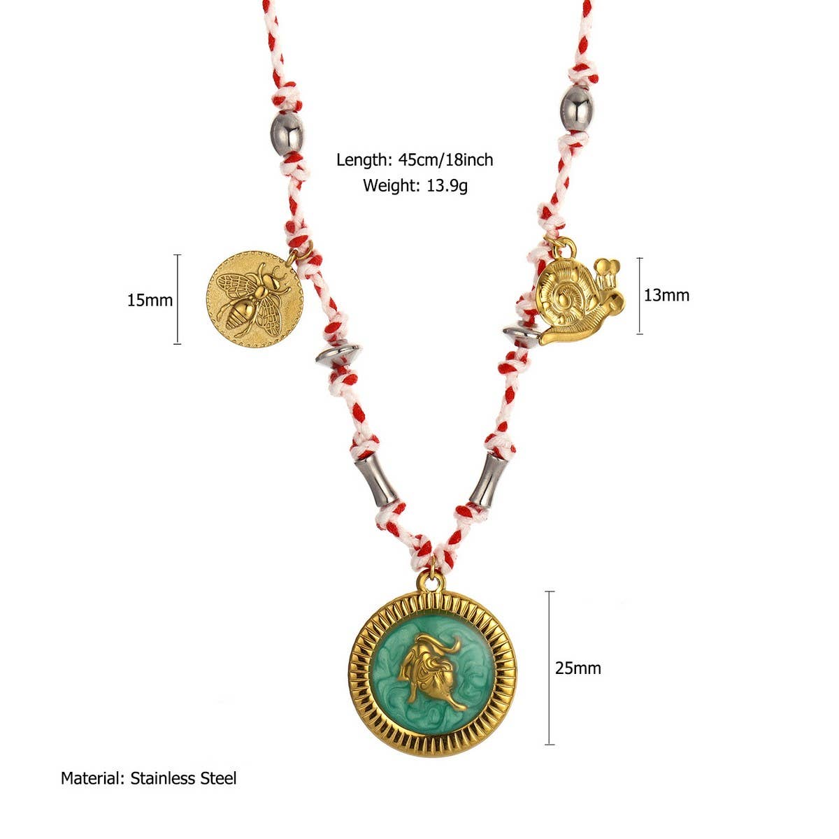 Handmade Zodiac Necklace with Enamel Charms