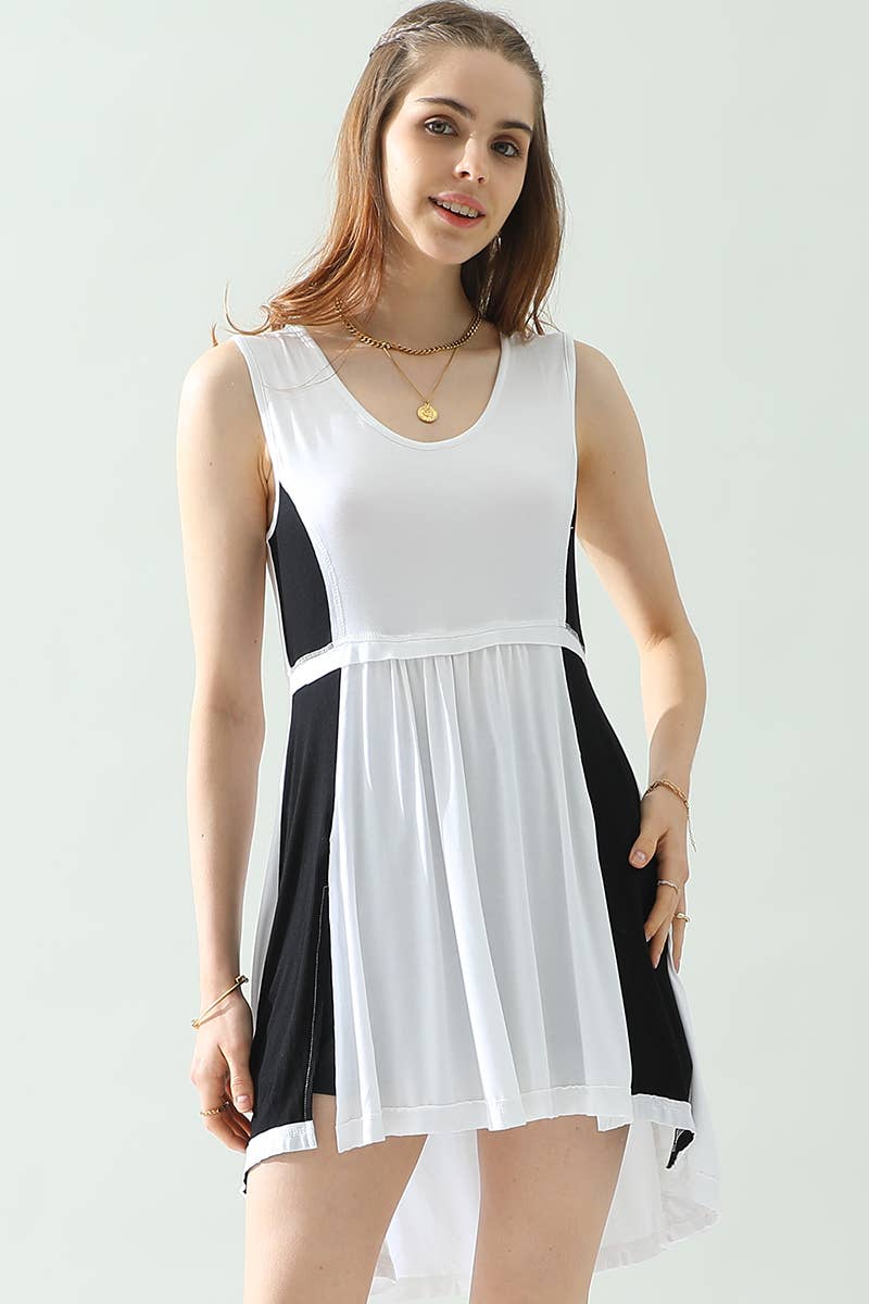 CWTTSL202_SCOOP NECK SLEEVLESS RUFFLE LONG TOP