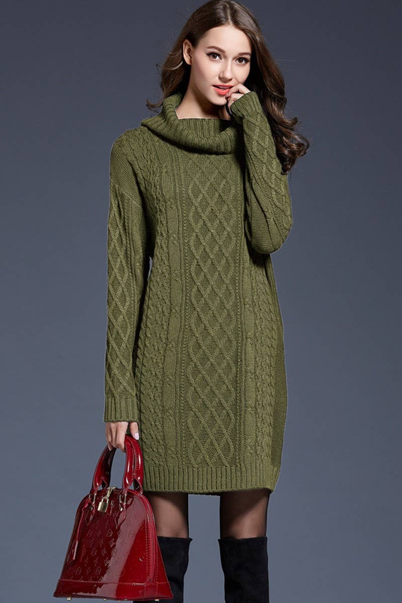 CWDSD5133_LONG TURTLENECK KNITTED DRESS