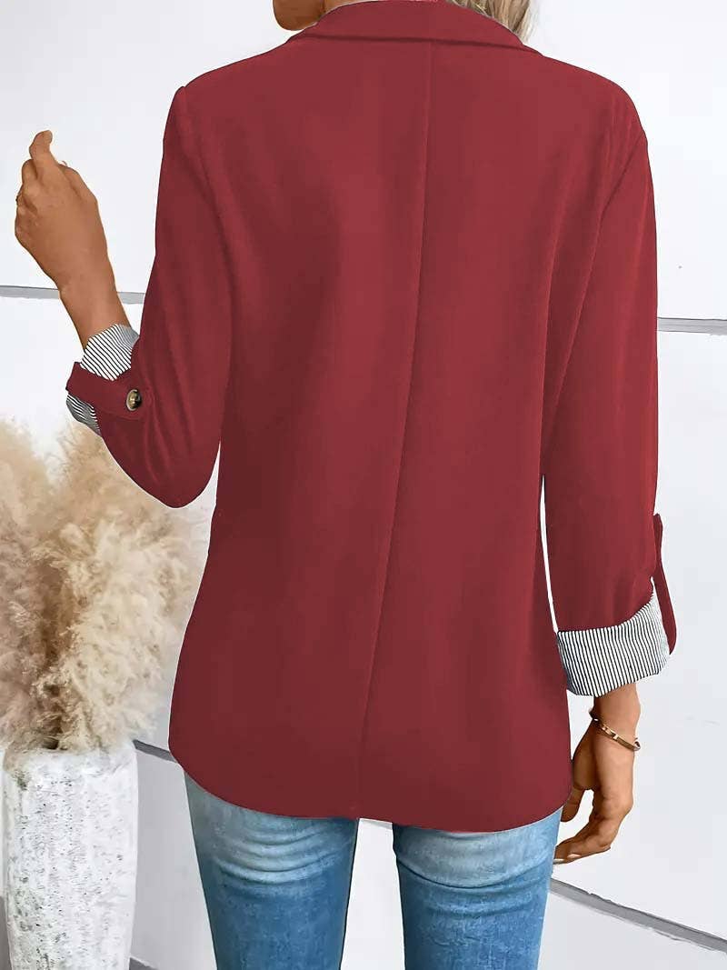 BUTTON-UP SUIT SLIM SUIT JACKET WITH ROLL SLEEVES