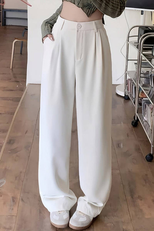 CWBLP2075_HIGH WAIST LOOSE FIT DRAPED STRAIGHT TROUSERS