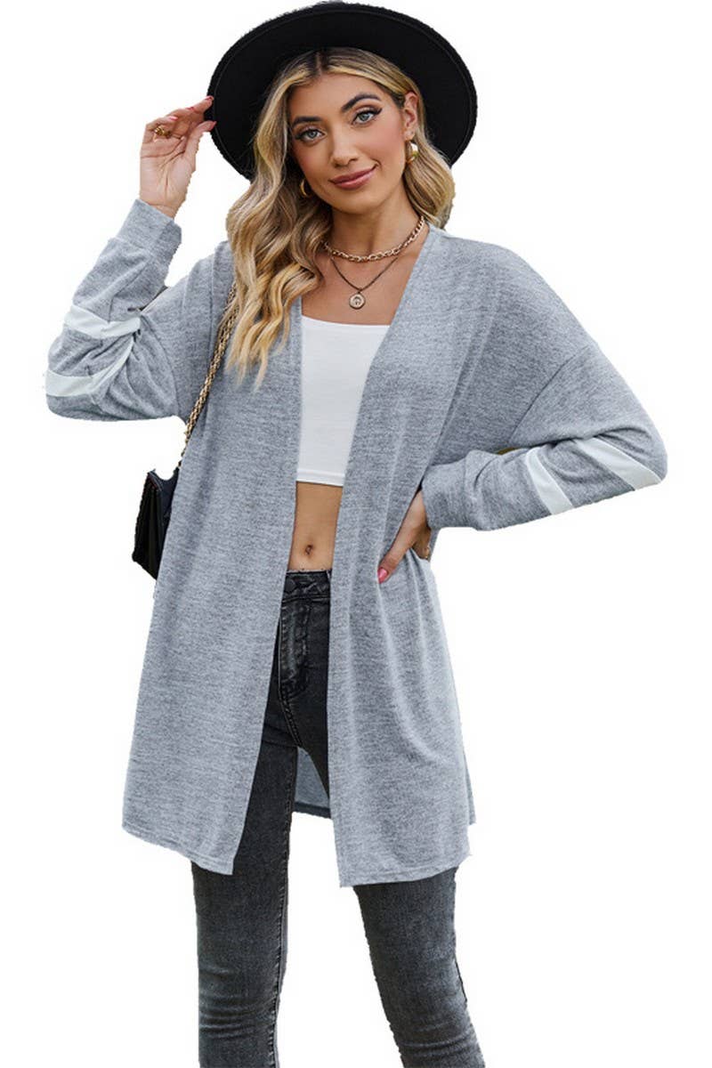 CWOCAL2264_AUTUMN AND WINTER CONTRAST COLOR KNITTED JACKET