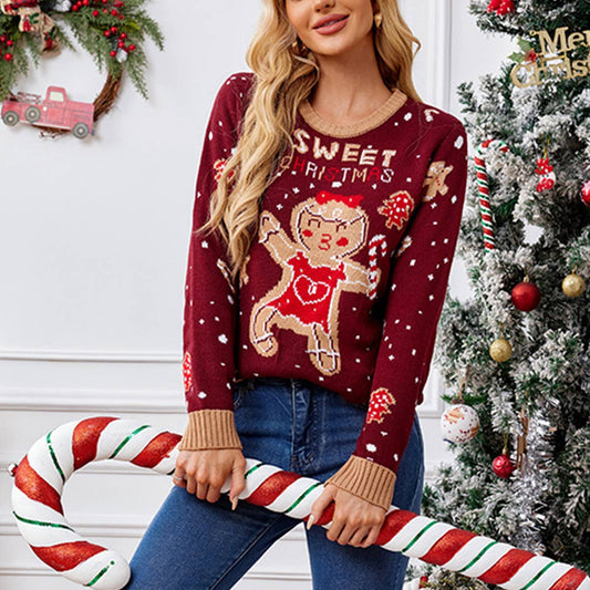 Christmas gingerbread man long-sleeved pullover