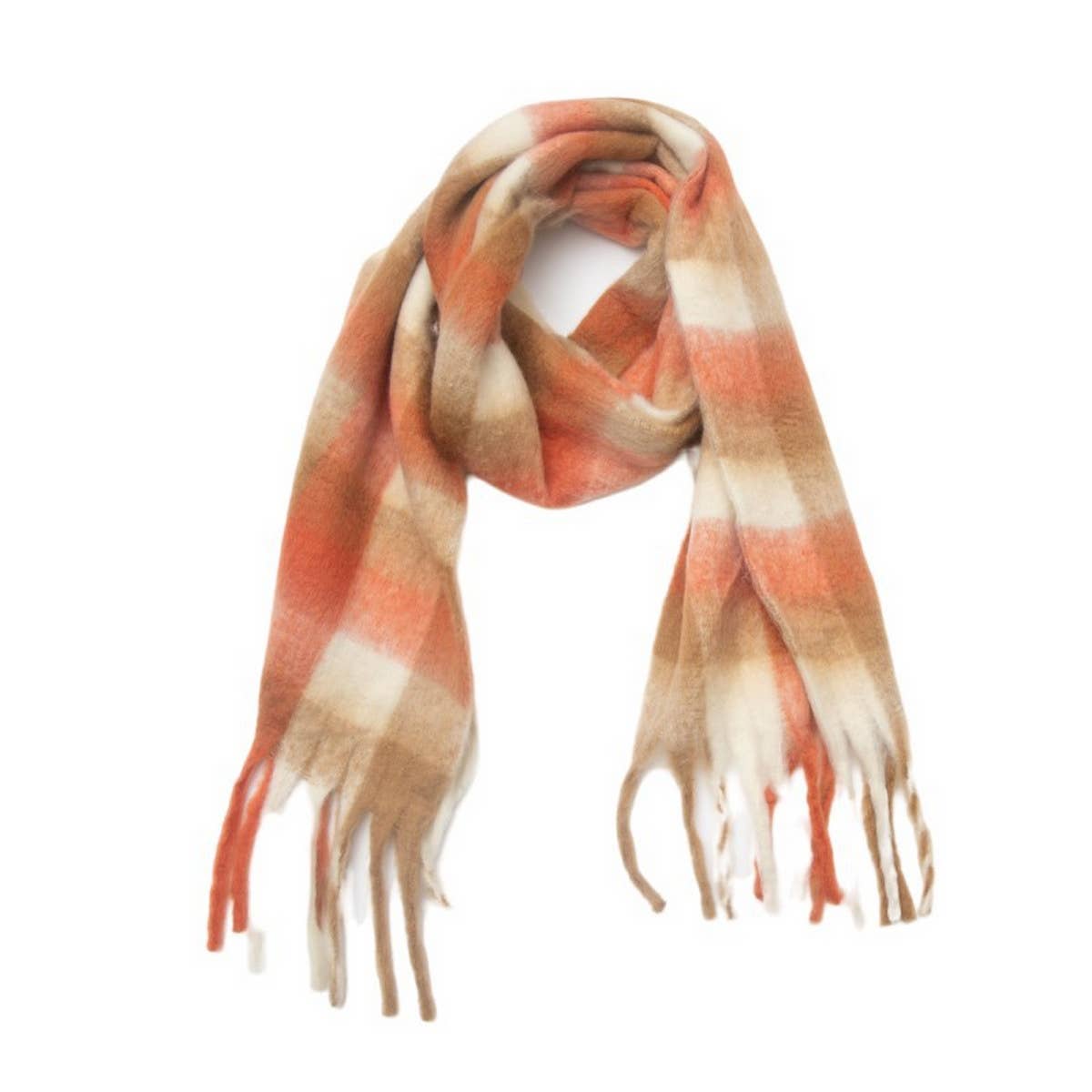 Chunky Circle Yarn Plaid Scarf - Thick Fall/Winter