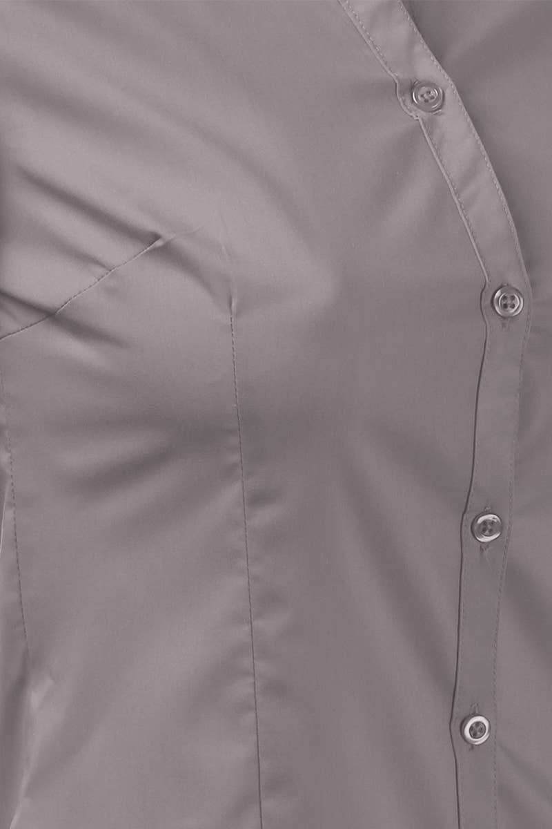 CWTSTL709_3/4 Sleeve Button Down Collar Shirt Blouse