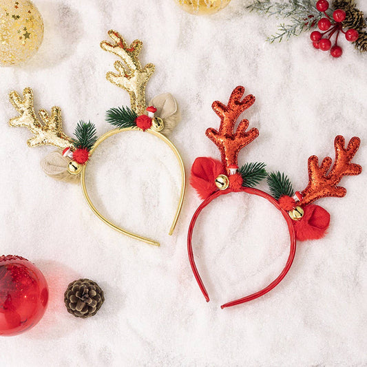 CWMM10321_CHRISTMAS REINDEER ANTLER HEADBAND WITH BELLS