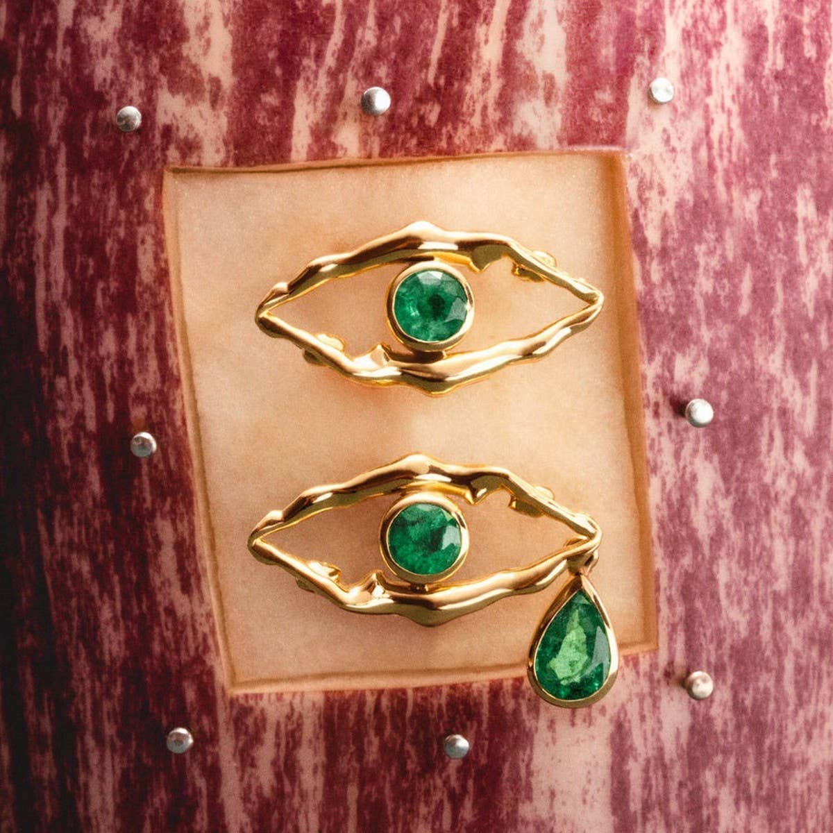 New Evil Eye Emerald Gold Necklace