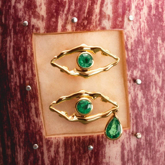New Evil Eye Emerald Gold Necklace