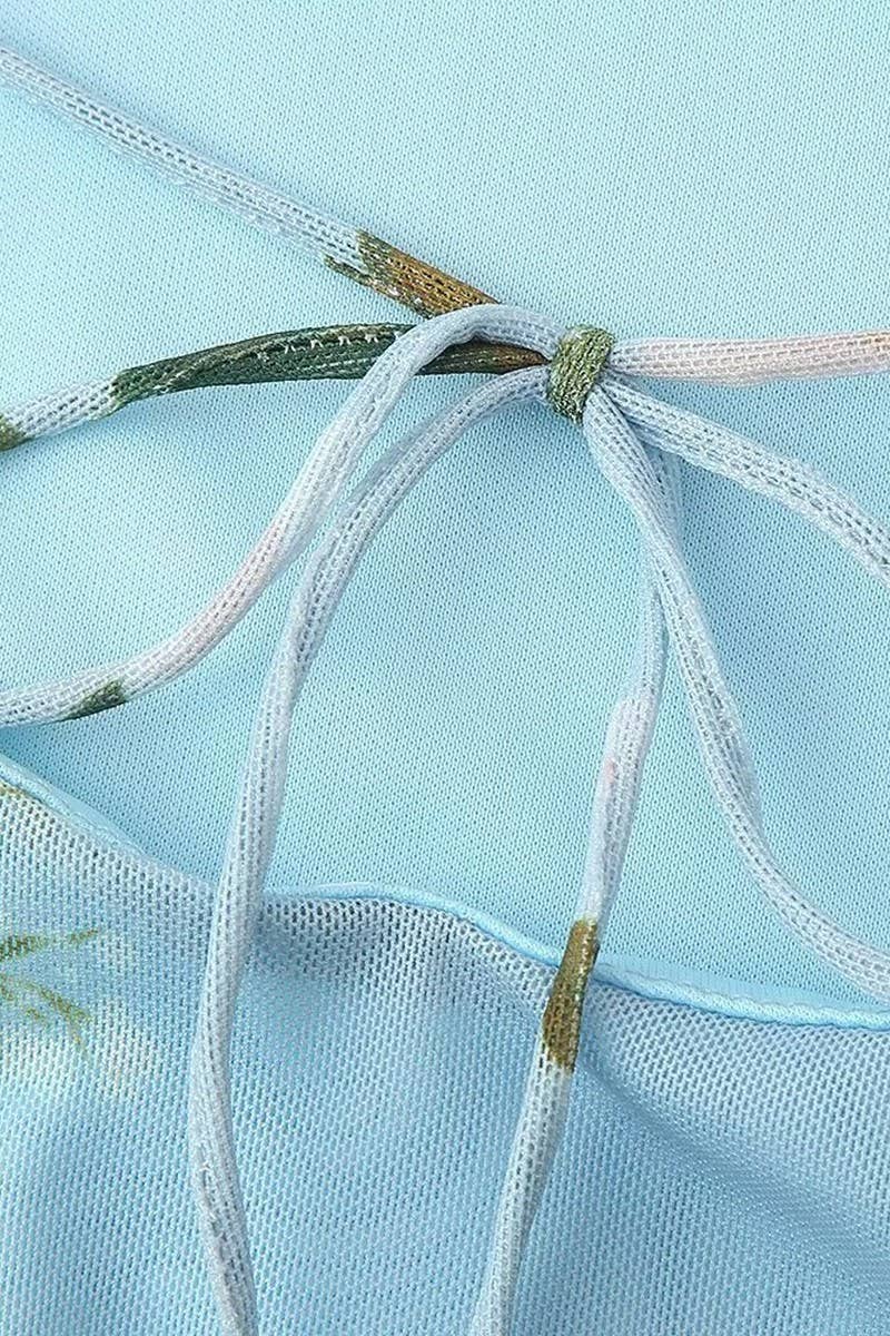 CWDSD7811_FASHION PRINTED TULLE SHORT SLIP DRESS