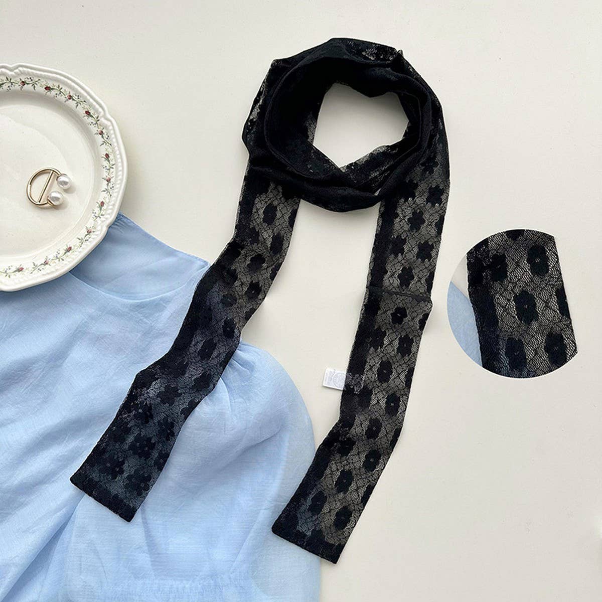 Lace Long Scarf-Elegant Neck & Hair Tie for Women