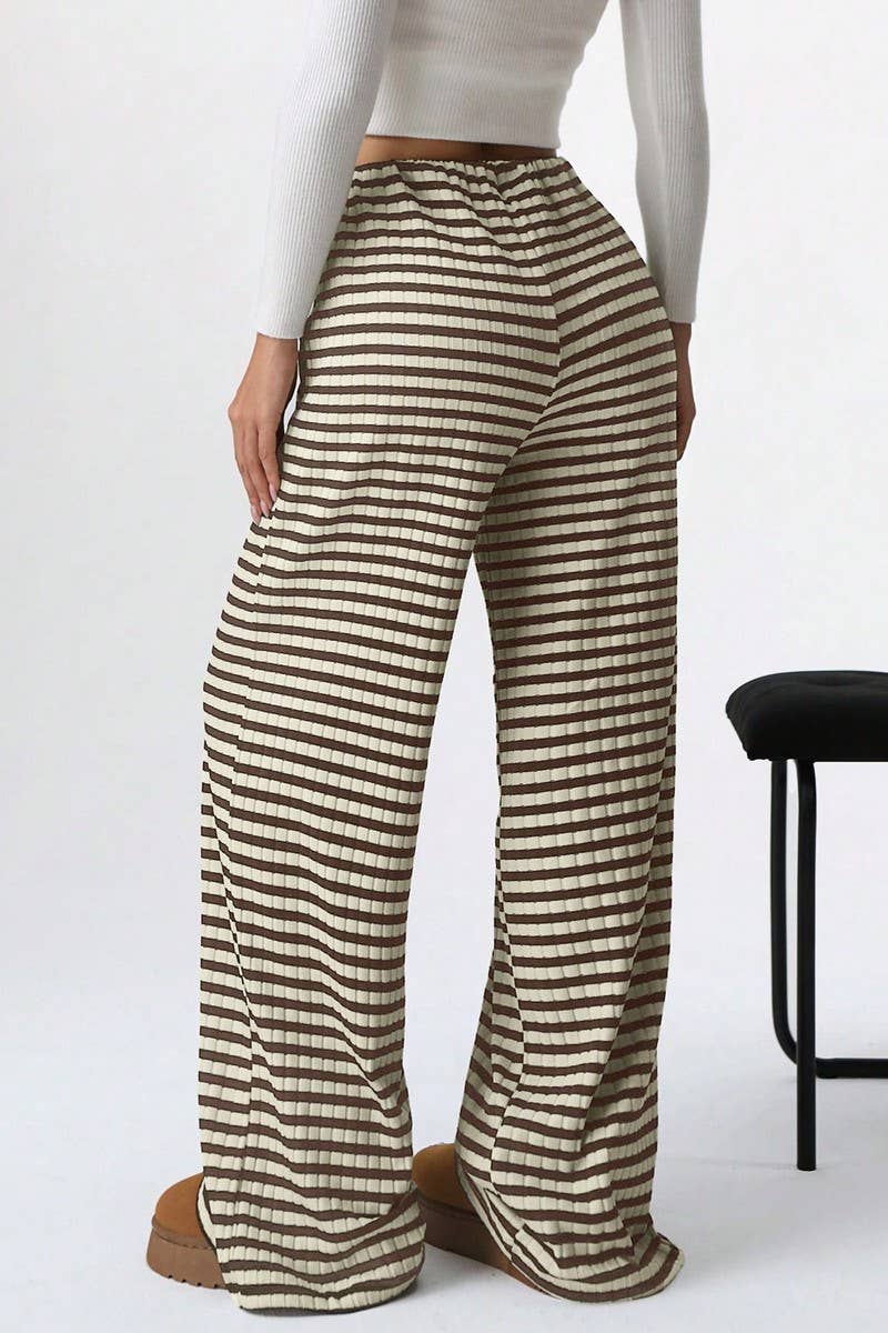 CWBLP1370_STRIPED ELASTIC DRAWSTRING STRAIGHT LEG PANTS