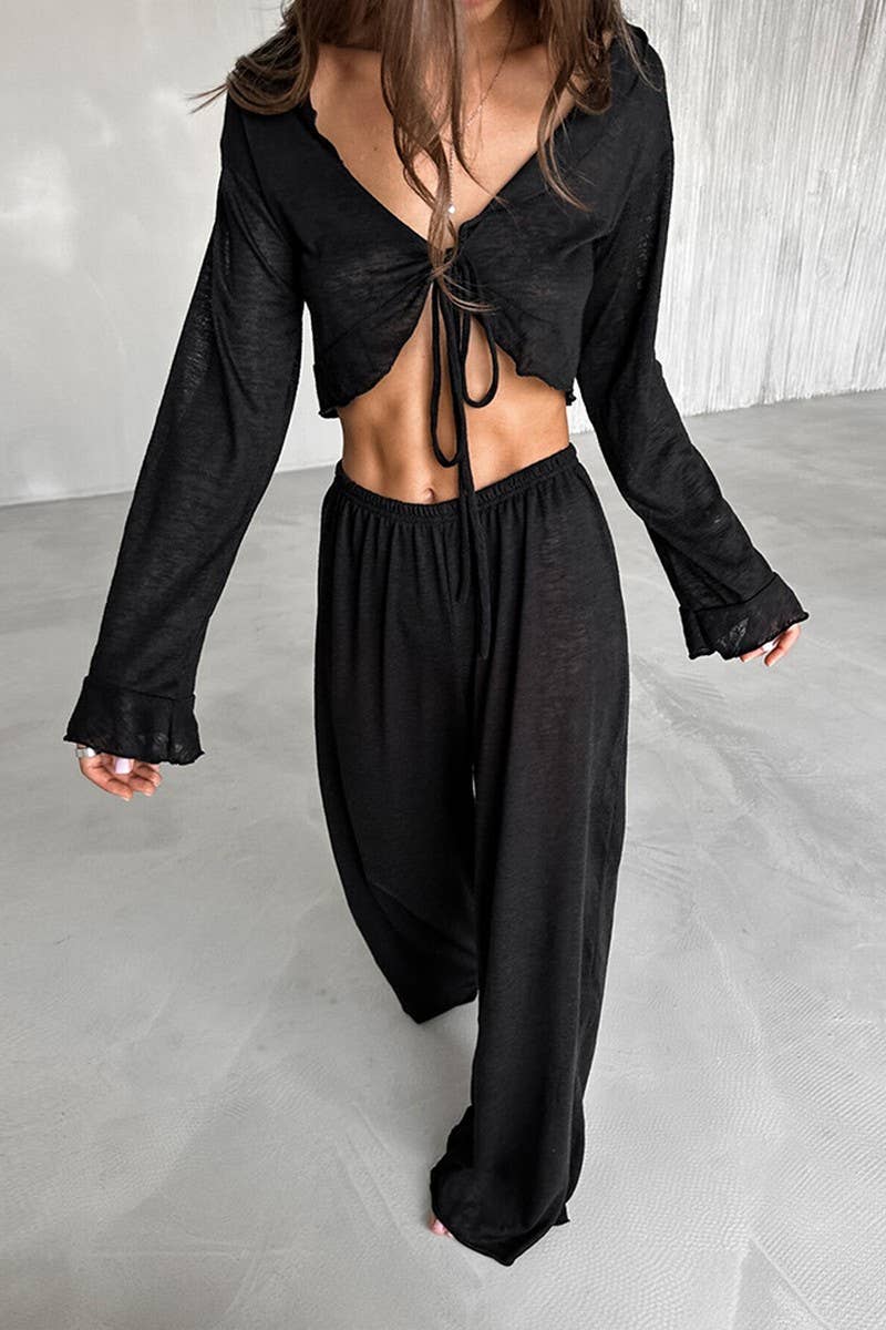 CWSPJ0348_KNITTED LONG-SLEEVED TROUSERS PAJAMA SET