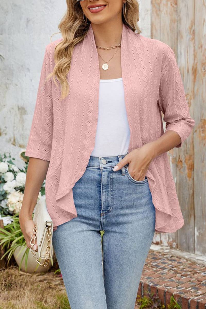 CWOCAS0060_SUMMER LOOSE MID SLEEVE BUTTON SHIRT DRESS