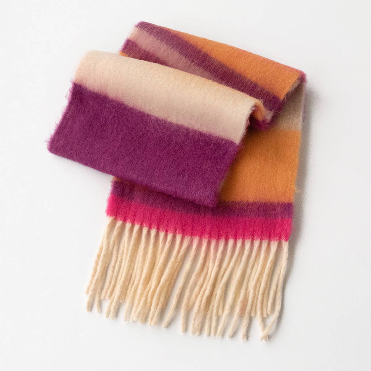 Dopamine Rainbow Scarf - Fuzzy Plaid Winter Wrap