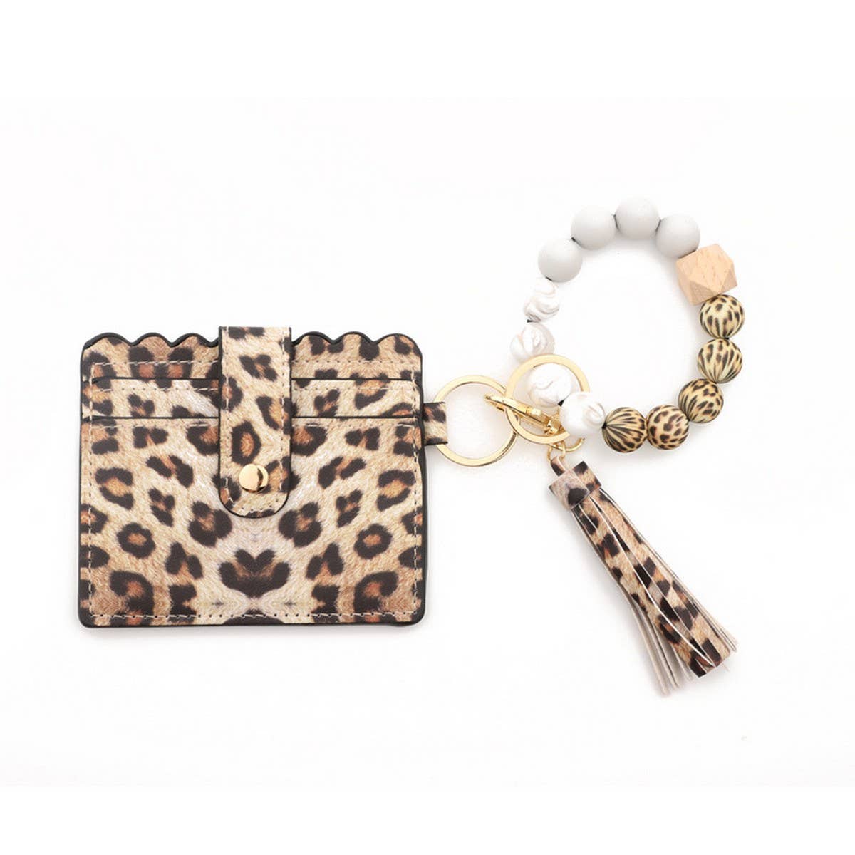 LEATHER CARD BAG TASSEL KEYCHAIN BRACELET_CWAJE0657