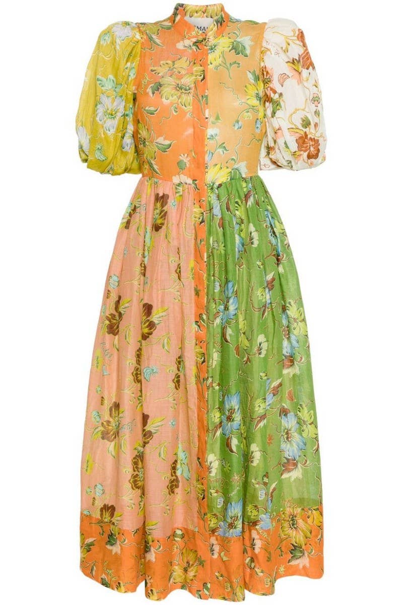 CWDMD5743_NEW SUMMER FLORAL PRINT PUFF SLEEVE DRESS