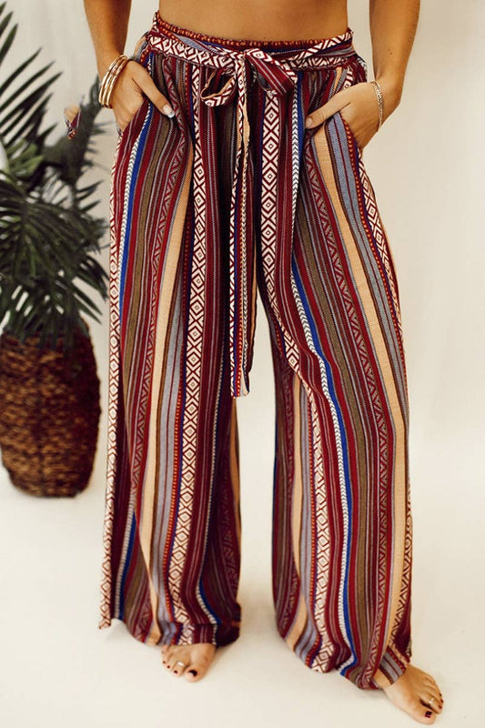 CWBMP0153_HIGH-WAISTED STRAIGHT-LEG LACE-UP STRIPED PANTS