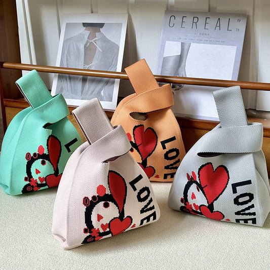CARTOON RABBIT KNITTED BAG HANDBAG_CWAB3090