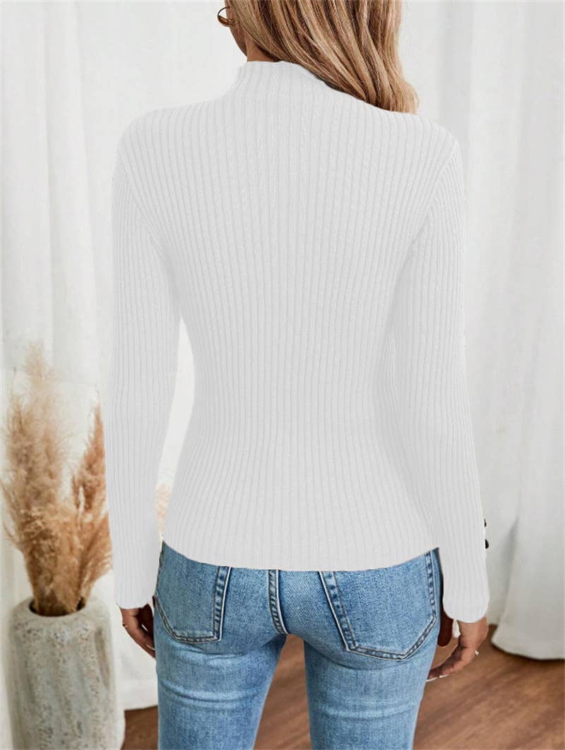 Button long-sleeved knitted base layer top
