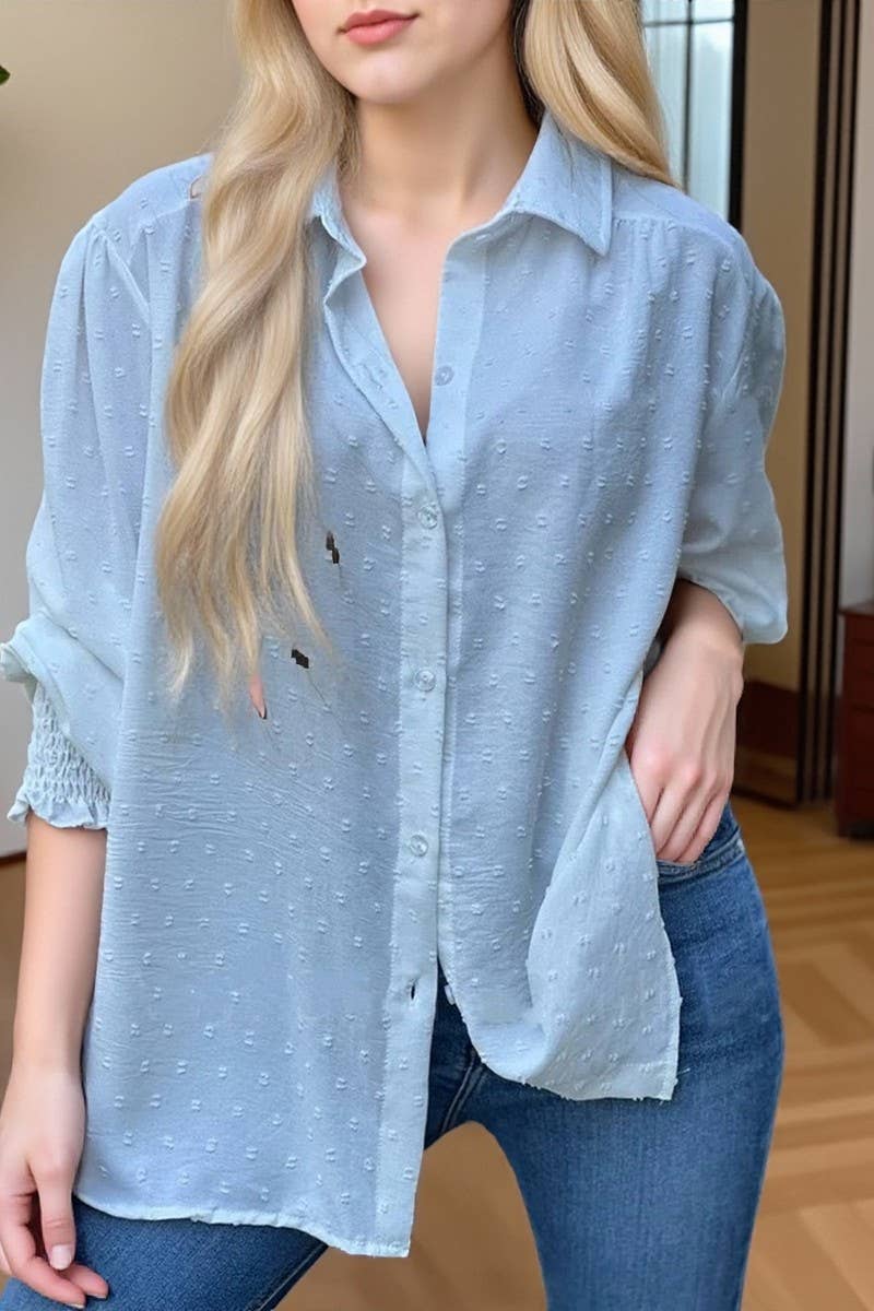 CWTBLL01201_2025 CASUAL LOOSE FIT BUTTON DOWN POLO SHIRT