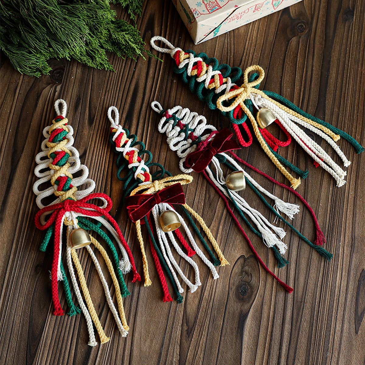 Colorful Woven Bell Christmas Door Wall Hanging