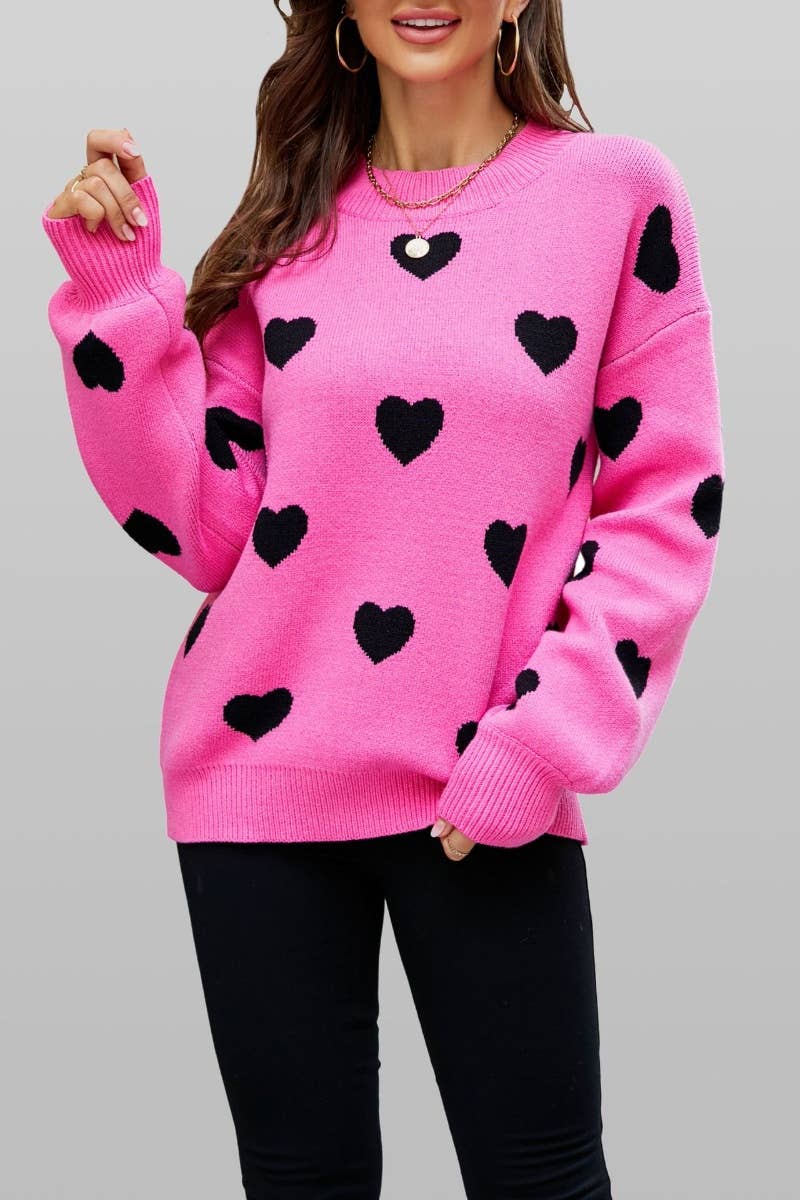 CWOSWL5841_LOVE CREW-NECK LONG-SLEEVED SWEATER