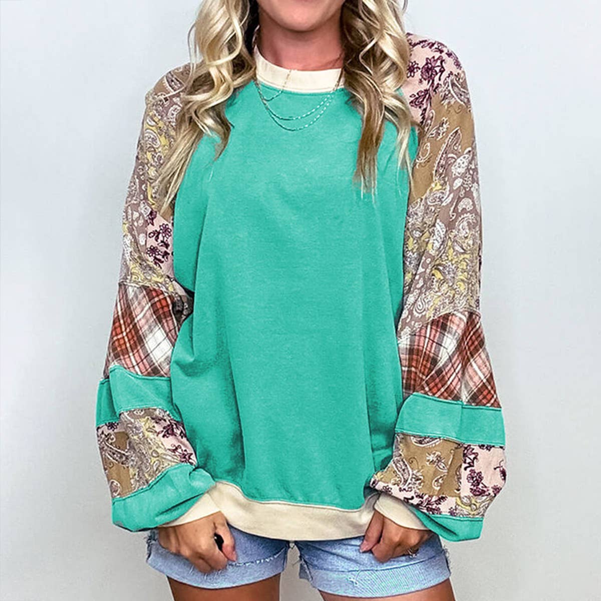 CREW-NECK, LONG-SLEEVED CASUAL PRINT HOODIE