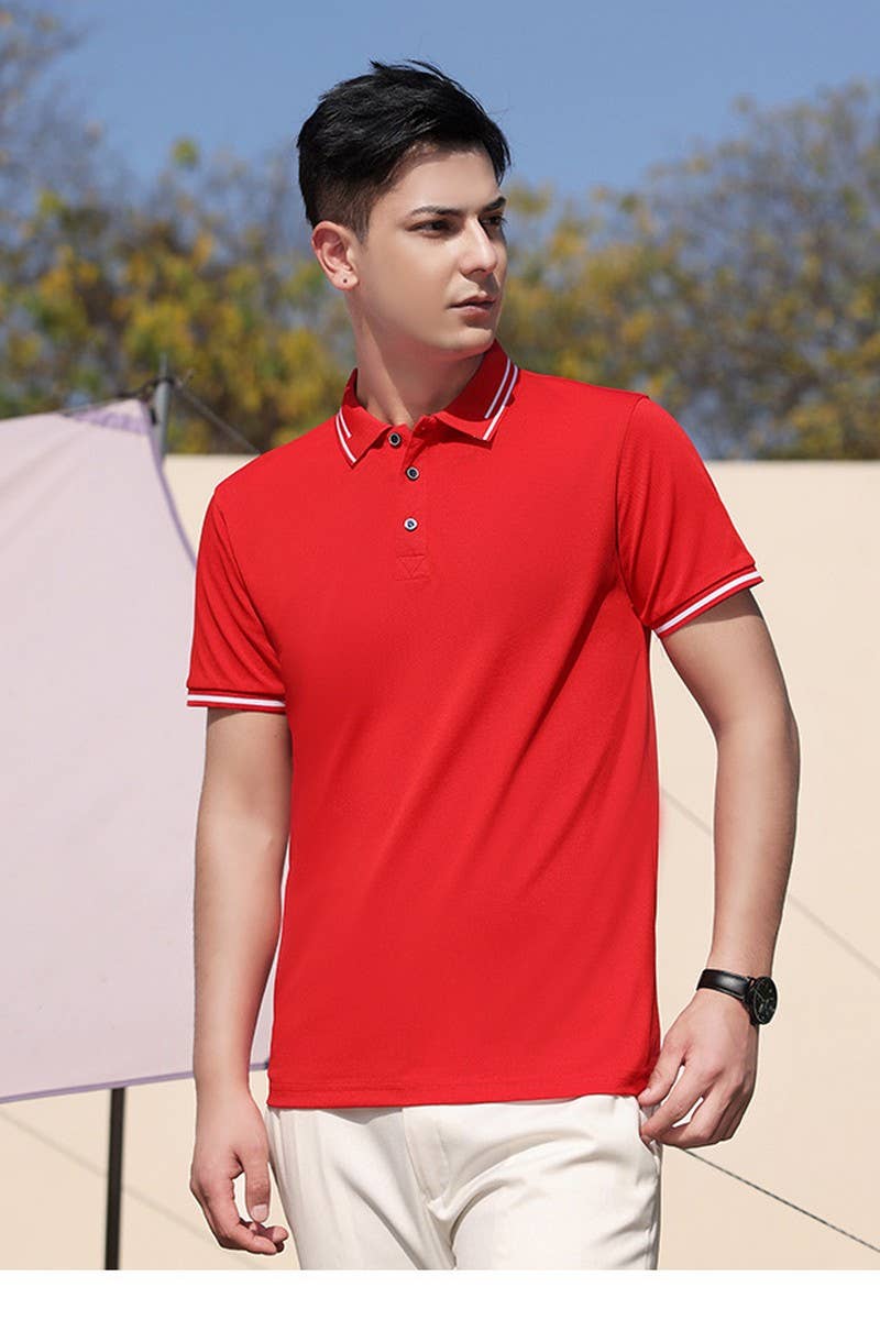 CWTBLS02416_COLLARED CUSTOM LOGO SHORT SLEEVE POLO SHIRT
