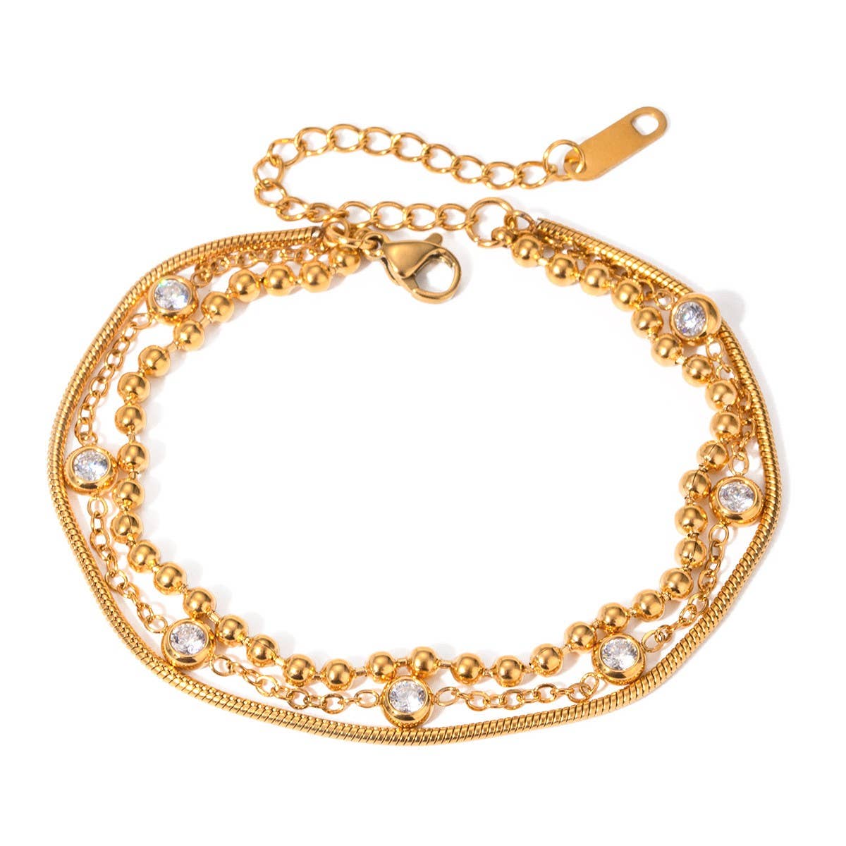 Vintage Multi-Layer Zircon Bracelet in Titanium