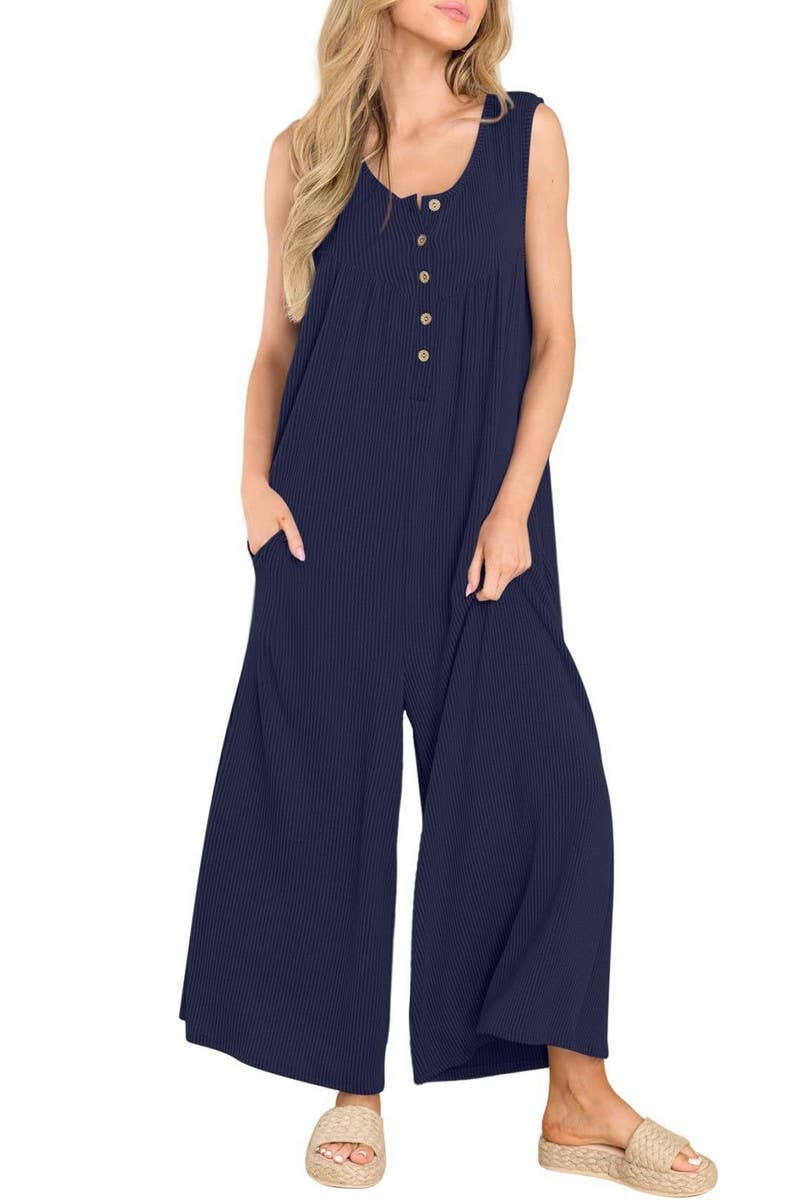 CWSJS0720_SOLID COLOR CASUAL LOOSE POCKET JUMPSUIT