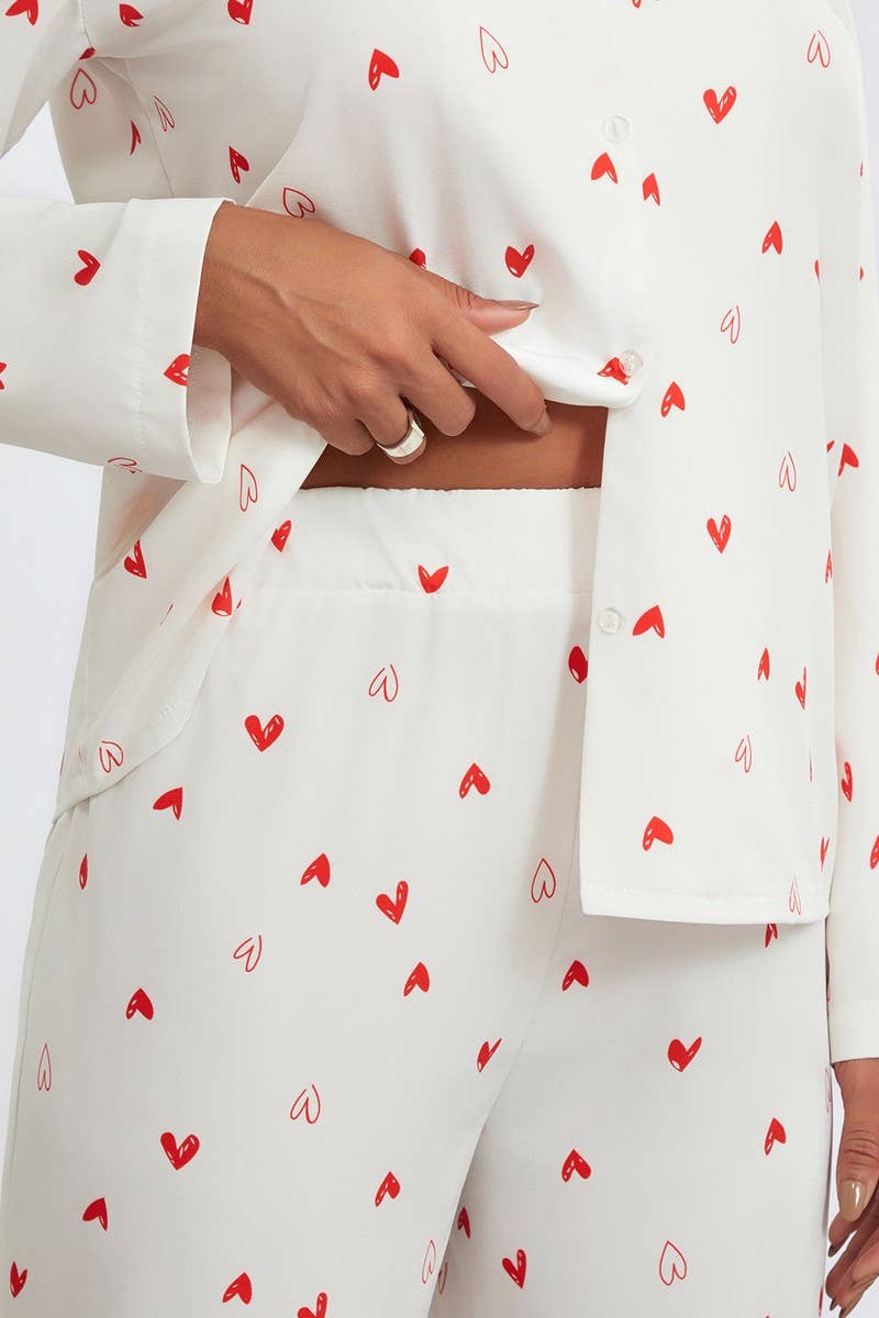 CWSPJ0439_HEART PRINT COZY LONG SLEEVE PAJAMA SET