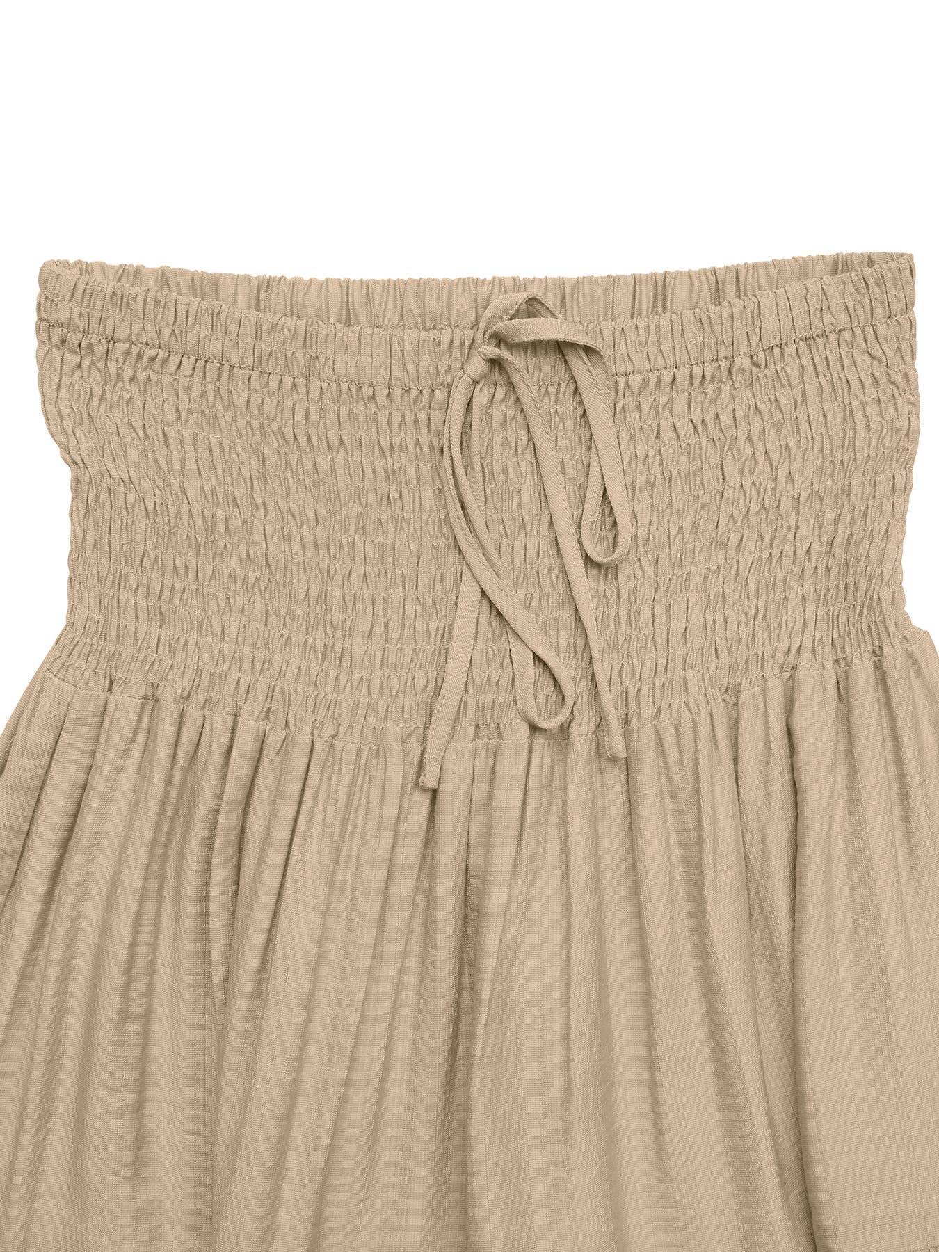 A casual solid-color layered tie A-line skirt