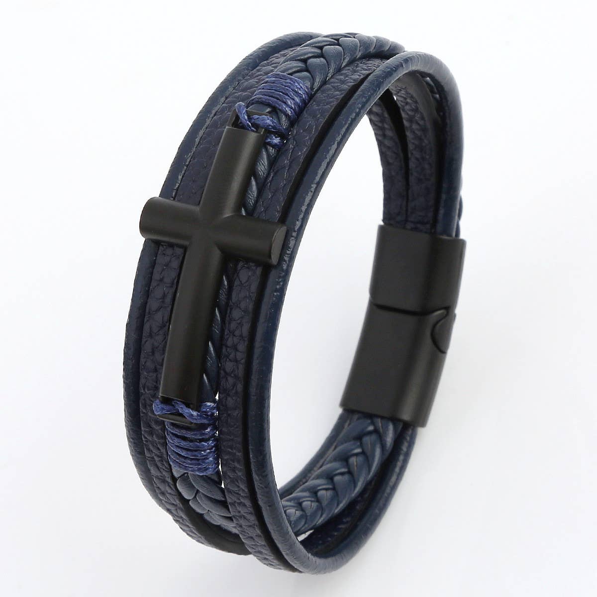 NEW LEATHER HANDWOVEN GOLD MAGNET BUCKLE BRACELET